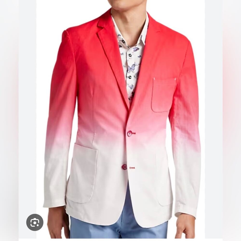 Paisley & Gray Men's Slim Fit Red Deep Dye Sport Blazer Jacket Linen Cotton Bend
